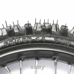 Front Rear Tire Wheel Rim 60/100-14+80/100-12 for 15mm Axle Dirt Pitpro Bike SSR