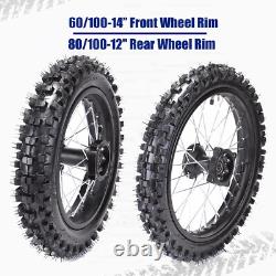 Front+Rear Tire Wheel Rim Tyre 60/100-14 &80/100-12 for Apollo CRF SSR Taotao US