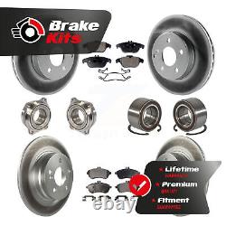 Front Rear Wheel Hub Bearing Coated Disc Brake Rotor And Pads Kit (10Pc) For RWD