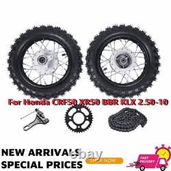 Front Rear Wheel Pair Set Fits for Honda CRF50 XR50 BBR KLX Dirt Bikes 2.50-10