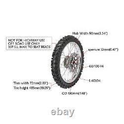 Front Rear Wheel Set 60/100-14 & 80/100-12 Tire Rim Dirt Pit Bike SSR 110CC 125