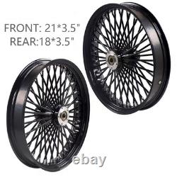 Front & Rear Wheels Combo for 2000-2007 Harley Softail Fat Spoke Wheel Black