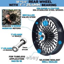Front & Rear Wheels Combo for 2000-2007 Harley Softail Fat Spoke Wheel Black