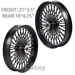 Front & Rear Wheels Combo for 2000-2007 Harley Softail Fat Spoke Wheels Black