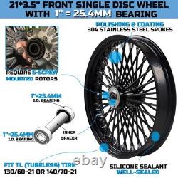 Front & Rear Wheels Combo for 2000-2007 Harley Softail Fat Spoke Wheels Black
