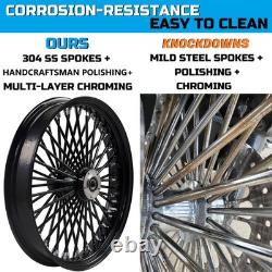 Front & Rear Wheels Combo for 2000-2007 Harley Softail Fat Spoke Wheels Black