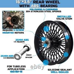 Front & Rear Wheels Combo for 2008-up Softail Fat Spoke Wheel Black, ABS