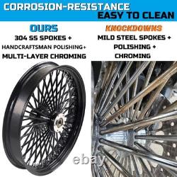 Front & Rear Wheels Combo for 2008-up Softail Fat Spoke Wheel Black, ABS