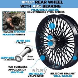 Front & Rear Wheels Combo for 2008-up Softail Fat Spoke Wheel Black, With ABS