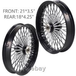 Front & Rear Wheels Combo for 2008-up Softail Fat Spoke Wheels Black and Chrome