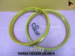 HONDA CB100N ALUMINIUM GOLD FRONT+ REAR WHEEL RIM SET SERIES7 nan4248
