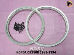 HONDA CR250R 1989-1994 FRONT+ REAR ALUMINIUM SILVER WHEEL RIM SET nan4318