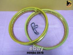 HONDA ER70 ALUMINIUM GOLD FRONT+ REAR WHEEL RIM SET SERIES7 nan4056