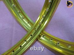 HONDA ER70 ALUMINIUM GOLD FRONT+ REAR WHEEL RIM SET SERIES7 nan4056