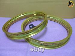 HONDA ER70 ALUMINIUM GOLD FRONT+ REAR WHEEL RIM SET SERIES7 nan4056