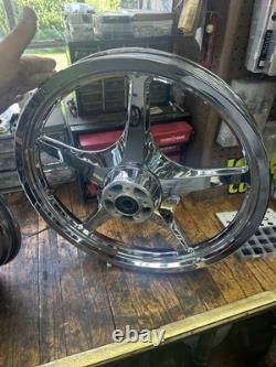 Harley Davidson Thunderstar 21 Chrome Front Wheel Rim With 17x6.00 Rear Wheel