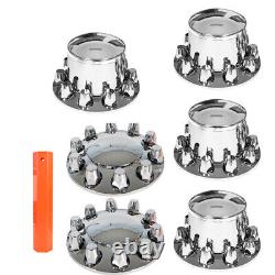 High-end Chrome Hub Cover Front&Rear Lug Semi Truck Wheel Kit Axle Cover 33mm