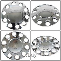 High-end Chrome Hub Cover Front&Rear Lug Semi Truck Wheel Kit Axle Cover 33mm