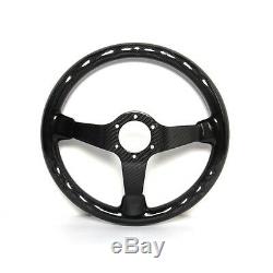 Hiwowsport Genuine Carbon Fiber Racing Steering Wheel 350mm Diameter Bolts Black