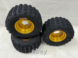 Honda ATC 70 DWT 18 Gold Aluminum Front and Rear Tires Rims Wheels Sunf XC A027