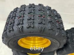 Honda ATC 70 DWT 18 Gold Aluminum Front and Rear Tires Rims Wheels Sunf XC A027