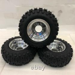 Honda-ATC 70 DWT Polished Aluminum Front & Rear Wheels Rims Snow Hog Tires-18
