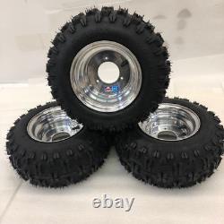 Honda-ATC 70 DWT Polished Aluminum Front & Rear Wheels Rims Snow Hog Tires-18