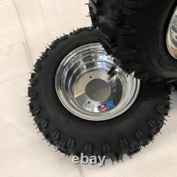Honda-ATC 70 DWT Polished Aluminum Front & Rear Wheels Rims Snow Hog Tires-18