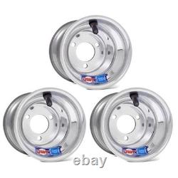 Honda-ATC 70 DWT Polished Aluminum Front & Rear Wheels Rims Snow Hog Tires-18