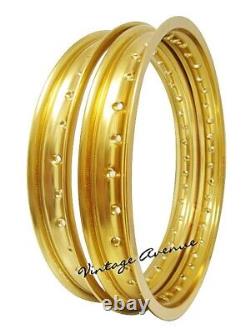 Honda Cr125m M0/m1/'76/'77/'78 Aluminium (gold) Front + Rear Wheel Rim
