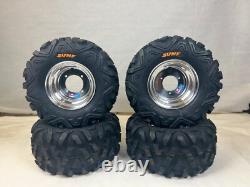 Honda TRX70 DWT Polished Aluminum Front and Rear Wheels Rims Sunf Tires 18