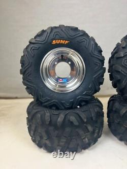 Honda TRX70 DWT Polished Aluminum Front and Rear Wheels Rims Sunf Tires 18