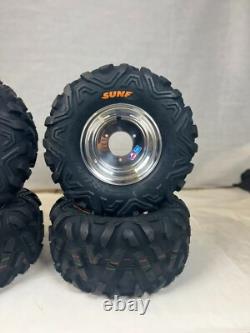 Honda TRX70 DWT Polished Aluminum Front and Rear Wheels Rims Sunf Tires 18