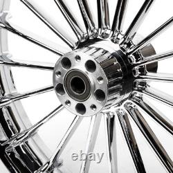 Hoprousa Front&Rear Wheel for'14-later Harley Touring Chrome Turbine Wheel Rim