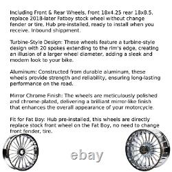 Hoprousa Front&Rear Wheel for 2018+ Harley Fatboy Cast Aluminum Chrome 18 inch