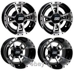 ITP 10 Front 10 Rear SS112 Machined Black Sport Wheels YFZ Raptor 700 Banshee