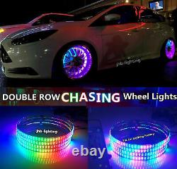 JHB 4x15.5IP68 Double Row LEDs Bluetooth Chasing Flow LED Wheel Rings Light SET