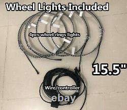 JHB 4x15.5IP68 Double Row LEDs Bluetooth Chasing Flow LED Wheel Rings Light SET