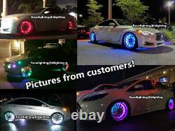 JHB 4x15.5IP68 Double Row LEDs Bluetooth Chasing Flow LED Wheel Rings Light SET