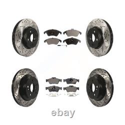 KDT Front Rear Drilled Slotted Brake Rotor Pad Kit for Mercedes-Benz E350 E400