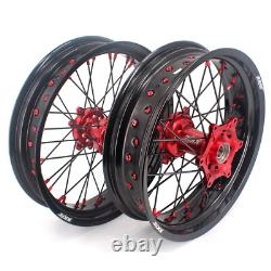 KKE 17'' Red Supermoto Wheels Set Fit Honda CRF250R 2004-2013/ CRF450R 2002-2012