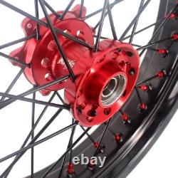 KKE 17'' Red Supermoto Wheels Set Fit Honda CRF250R 2004-2013/ CRF450R 2002-2012