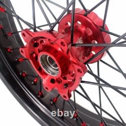 KKE 17'' Red Supermoto Wheels Set Fit Honda CRF250R 2004-2013/ CRF450R 2002-2012