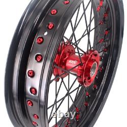 KKE 17'' Red Supermoto Wheels Set Fit Honda CRF250R 2004-2013/ CRF450R 2002-2012