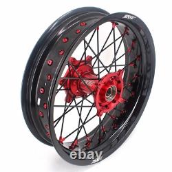KKE 17'' Red Supermoto Wheels Set Fit Honda CRF250R 2004-2013/ CRF450R 2002-2012