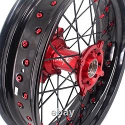 KKE 17'' Red Supermoto Wheels Set Fit Honda CRF250R 2004-2013/ CRF450R 2002-2012