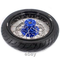 KKE 17 Wheels Tires Set For Suzuki DR650SE 1996-2026 Supermoto Motard Rims Blue