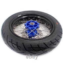 KKE 17 Wheels Tires Set For Suzuki DR650SE 1996-2026 Supermoto Motard Rims Blue