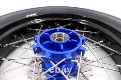 KKE 17 Wheels Tires Set For Suzuki DR650SE 1996-2026 Supermoto Motard Rims Blue