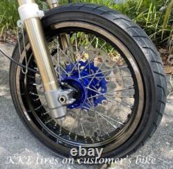 KKE 17 Wheels Tires Set For Suzuki DR650SE 1996-2026 Supermoto Motard Rims Blue